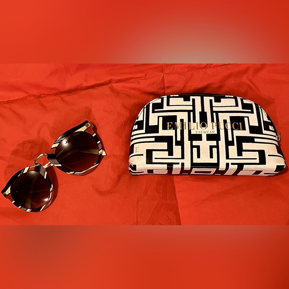 Emilio Pucci Eyewear - one size fits most, Black/Tan/Off-White/Pumpkin pattern